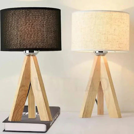 Modern Wooden Table Lamp With Fabric Lampshade