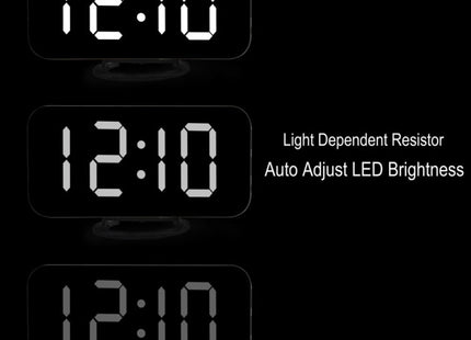 Multifunction Creative Mirror Reflective LED Display Alarm Clock with Snooze Function & 2 USB Charge Port