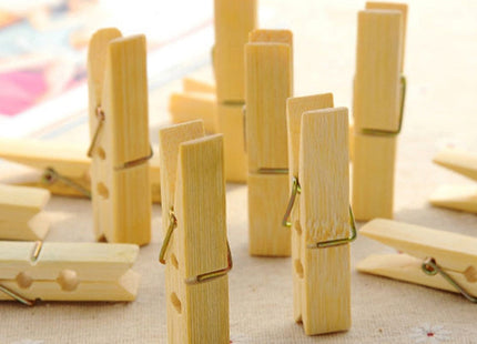 100pcs Multi-function Mini Bamboo Clothes Photo Paper Peg Clothespin Laundry Hanger Clip, Bamboo
