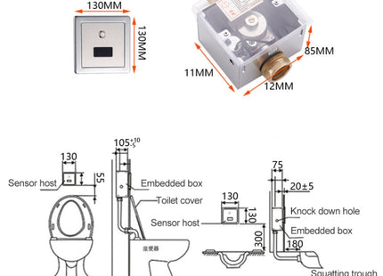 Recessed Wall in Type Flush Valve for Auto-induction Toilet, with Infrared Automatic Function DC, Automatic DC