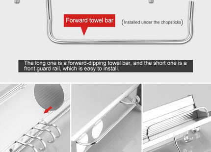 30cm Multi-function Kitchen Punching Wall-mounted Aluminum Condiment Storage Rack, 30cm Punching