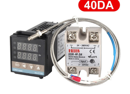 REX-C100 Thermostat + Thermocouple + SSR-40 DA Solid State Module Intelligent Temperature Control Kit, 40DA
