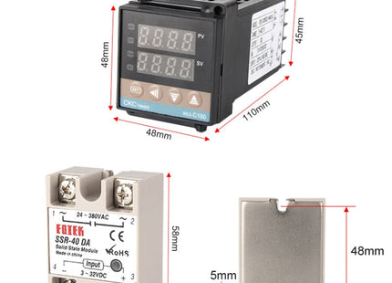 REX-C100 Thermostat + Thermocouple + SSR-40 DA Solid State Module Intelligent Temperature Control Kit, 40DA