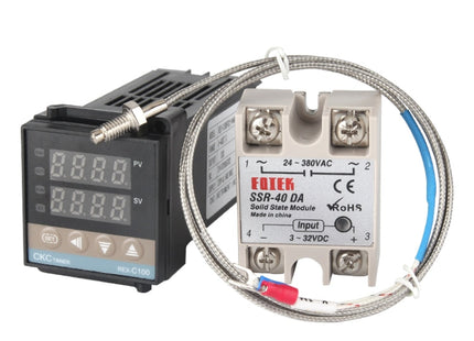 REX-C100 Thermostat + Thermocouple + SSR-100 DA Solid State Module Intelligent Temperature Control Kit, 100DA