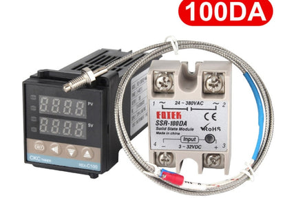 REX-C100 Thermostat + Thermocouple + SSR-100 DA Solid State Module Intelligent Temperature Control Kit, 100DA