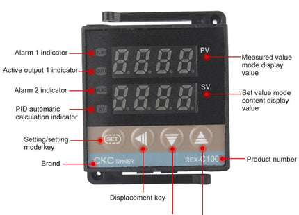REX-C100 Thermostat + Thermocouple + SSR-100 DA Solid State Module Intelligent Temperature Control Kit, 100DA