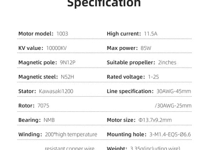 HGLRC SPECTER 1003 10000KV Brushless Motor