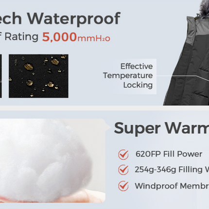 Mens Winter Puffer Coat Warm Windproof Hooded Parka Black Size L CHINMOON