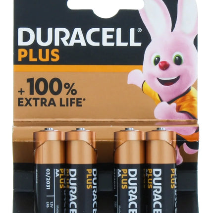 Duracell Plus Alkaline AA Batteries - Pack of 4