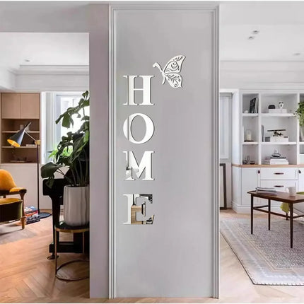 HOME Home Logo 3D Mirror Wall Sticker, Entrance Decoration