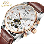 Free Gift Box / White dial Two-tone pink case with brown leather strap
