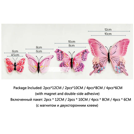 12Pcs Double Layer 3D Butterfly Wall Stickers