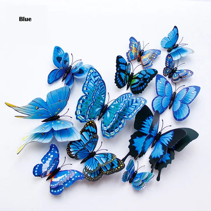 12Pcs Double Layer 3D Butterfly Wall Stickers