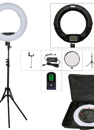 96W Yidoblo FE-480II Dimmable Bi-color Ring Light 480 LED Video Continue Lamp LCD Video lamp Lighting + 2m standing + handbag