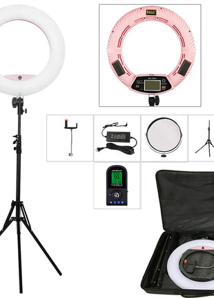 96W Yidoblo FE-480II Dimmable Bi-color Ring Light 480 LED Video Continue Lamp LCD Video lamp Lighting + 2m standing + handbag