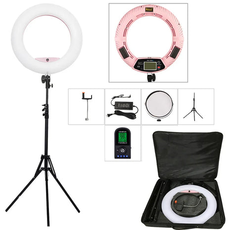 96W Yidoblo FE-480II Dimmable Bi-color Ring Light 480 LED Video Continue Lamp LCD Video lamp Lighting + 2m standing + handbag