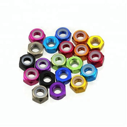 10pc M5 Nylon Locknuts CW Nuts pack Aluminium