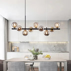 9 Lights-L83xH124cm / Gold light pole / Cognac