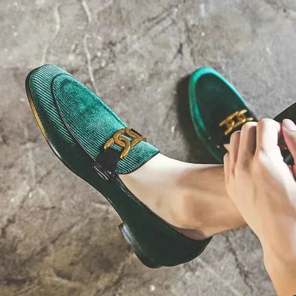 Plus Size 48 Corduroy Material Fashion Men Loafers Shoes Slip On Dress Shoes