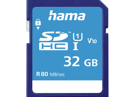 Hama 32GB SDHC Memory Card Class 10 UHS-I V10 80MB/s