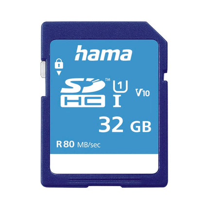 Hama 32GB SDHC Memory Card Class 10 UHS-I V10 80MB/s