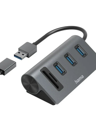 Hama 5 Port USB Hub + Card Reader, 3x USB-A, SD/microSD + USB-C Adapter