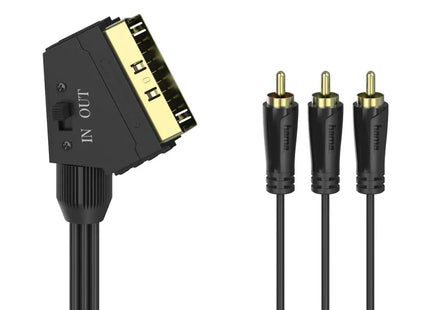 Hama Gold Plated Scart Plug to Composite RCA Plugs Video/Audio Cable 1.5 Metre