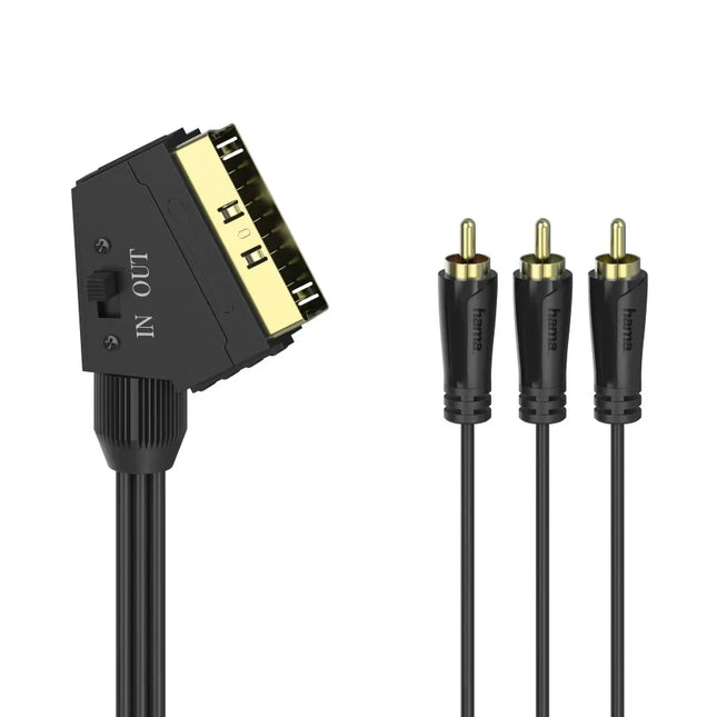 Hama Gold Plated Scart Plug to Composite RCA Plugs Video/Audio Cable 1.5 Metre