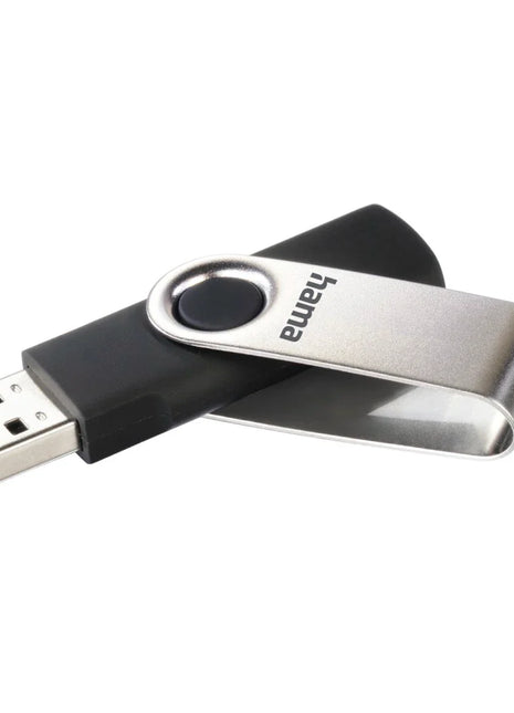 Hama Rotate 16GB USB Flash Drive, Rotating Cap, Black Silver