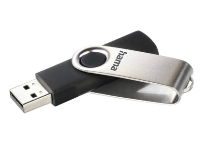 Hama Rotate 32GB USB Flash Drive, Rotating Cap, Black Silver
