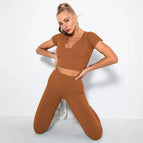L / v-shirt+Leggings-coffee