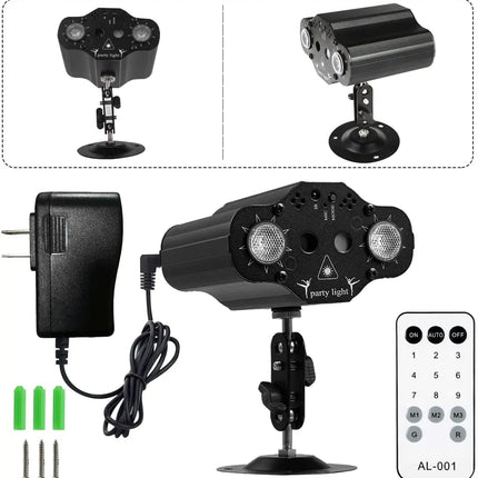 Stage DJ Party Laser Projector Disco Voice Controlled Strobe Lights