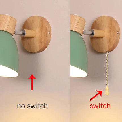 Wooden  Wall Lamp With Switch Modern Wall Sconce