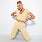 L / v-shirt+Leggings-Beige