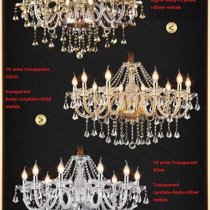 Large Villa 24/32/36/48 Lamps Crystal Chandelier Stair Long Lighting Fixture