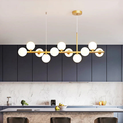 Modern LED Pendant Gold Light Glass Ball 11 Heads Hanging Lamp