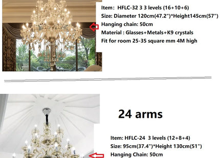 Large Villa 24/32/36/48 Lamps Crystal Chandelier Stair Long Lighting Fixture