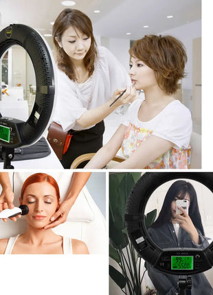 96W Yidoblo FE-480II Dimmable Bi-color Ring Light 480 LED Video Continue Lamp LCD Video lamp Lighting + 2m standing + handbag