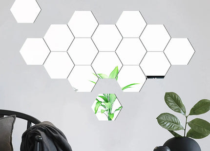 Modern Hexagon Mirror Wall Stickers - DIY Removable Geometric 3D Home Wall Sticker