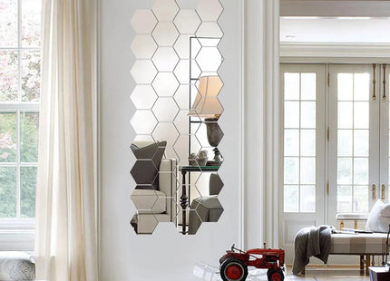 Modern Hexagon Mirror Wall Stickers - DIY Removable Geometric 3D Home Wall Sticker