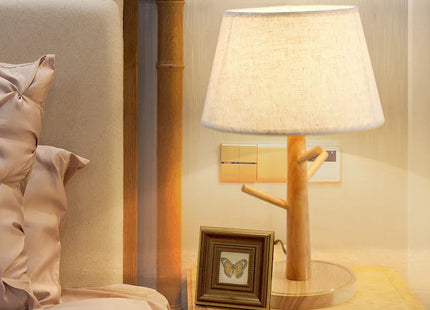 Wooden table lamp fabric lampshade