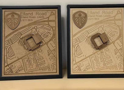 LUFC Elland Road Framed Wall Art 3D Laser Engraved Stadium Wooden Print Gift