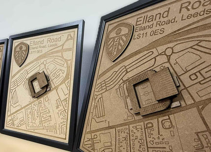 LUFC Elland Road Framed Wall Art 3D Laser Engraved Stadium Wooden Print Gift
