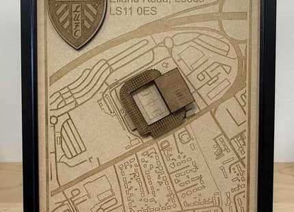 LUFC Elland Road Framed Wall Art 3D Laser Engraved Stadium Wooden Print Gift
