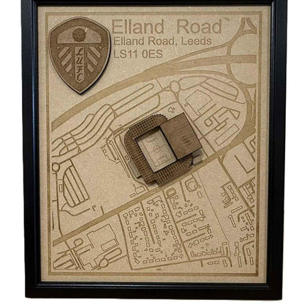 LUFC Elland Road Stadium Print Framed 3D Laser Burned Elland Road Stadium Art