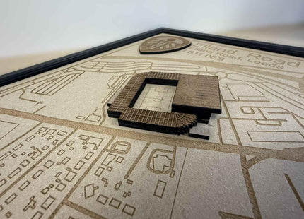 LUFC Elland Road Framed Wall Art 3D Laser Engraved Stadium Wooden Print Gift