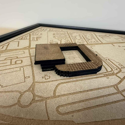 LUFC Elland Road Stadium Print Framed 3D Laser Burned Elland Road Stadium Art