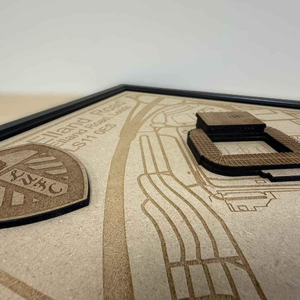 LUFC Elland Road Stadium Print Framed 3D Laser Burned Elland Road Stadium Art