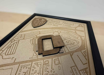 LUFC Elland Road Framed Wall Art 3D Laser Engraved Stadium Wooden Print Gift