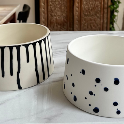 ⁠ ⁠Earthenware Bowl - Black Drip Glaze
